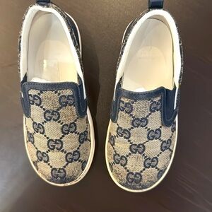 Gucci Kids Blue Monogram Slip-On Sneakers
